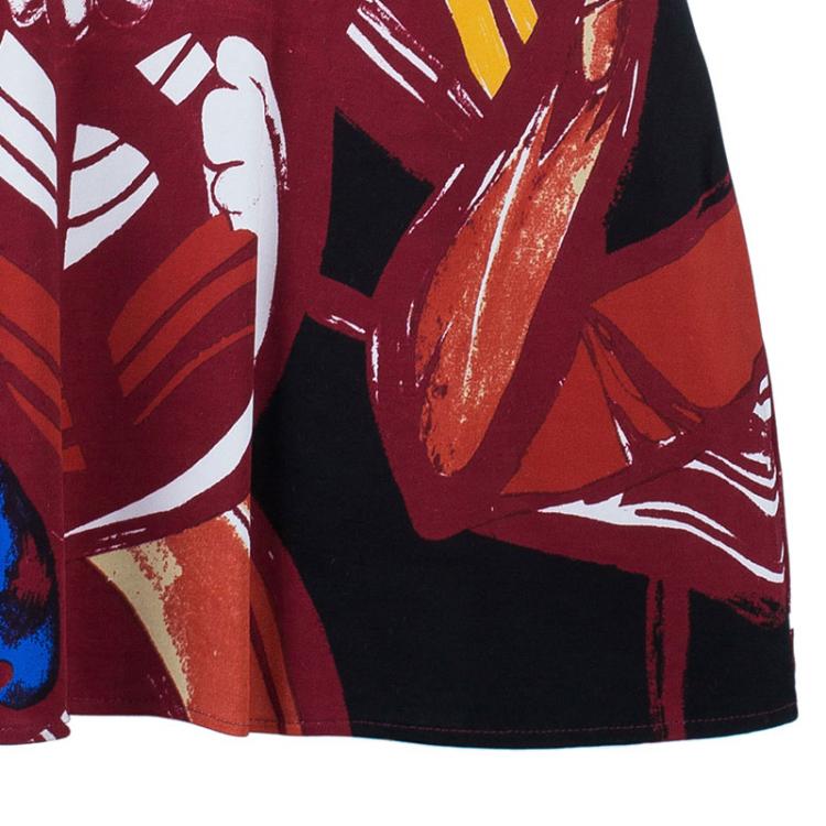 Pre Owned Balenciaga Red Printed Asymmetric Top M
