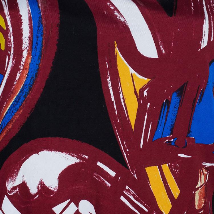 Pre Owned Balenciaga Red Printed Asymmetric Top M