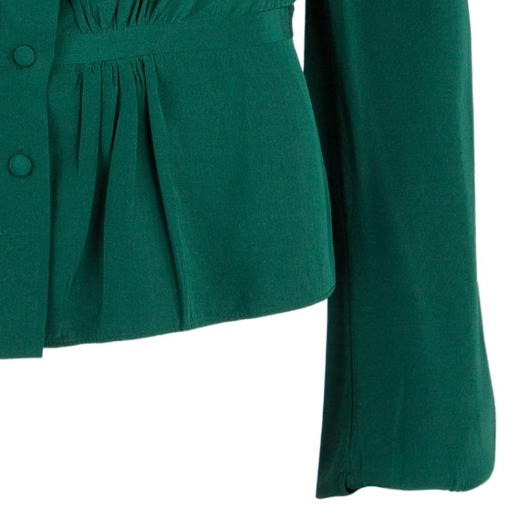 Pre Owned Balenciaga Green Silk Long Sleeve Blouse M