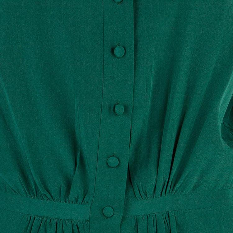 Pre Owned Balenciaga Green Silk Long Sleeve Blouse M