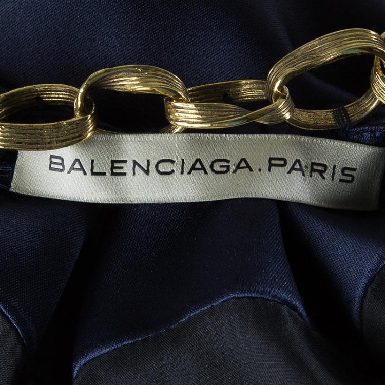 Pre Owned Balenciaga Midnight Blue Halter Gown M