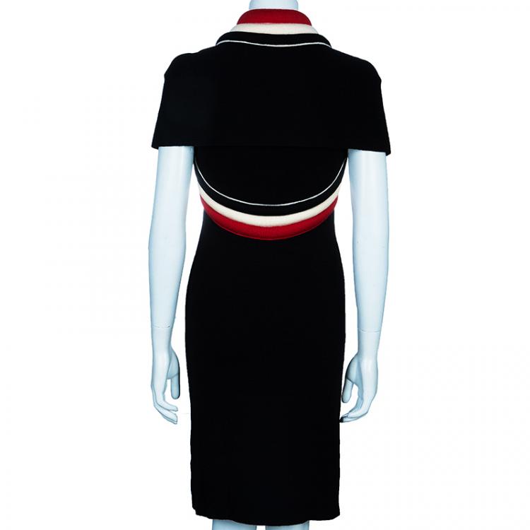 Pre Owned Balenciaga Black Wool Knee Length Dress M