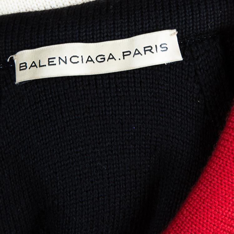 Pre Owned Balenciaga Black Wool Knee Length Dress M