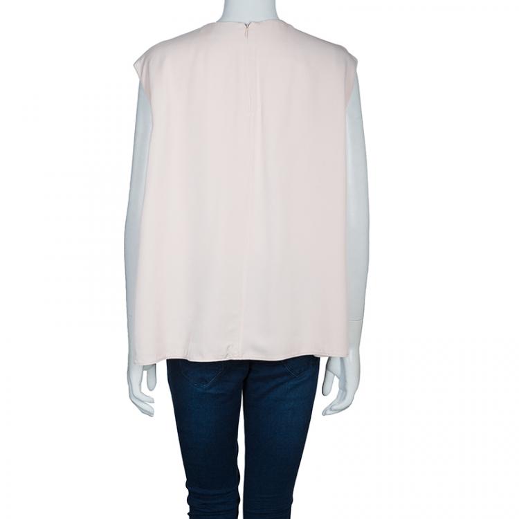 Pre Owned Balenciaga Blush Pink Ruched Neck Top M