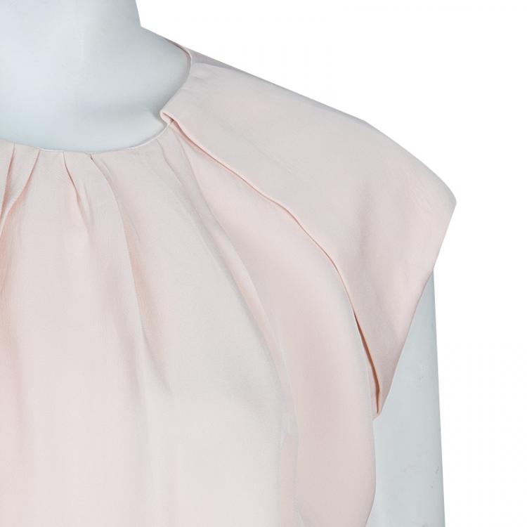 Pre Owned Balenciaga Blush Pink Ruched Neck Top M