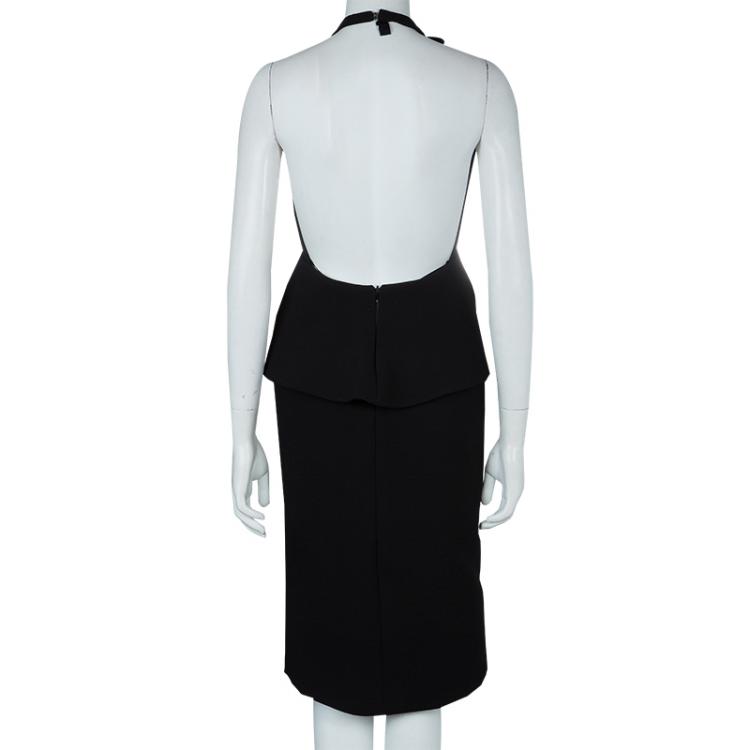 Pre Owned Balenciaga FW'13 Black Petal Silhouette Peplum Halter Dress M