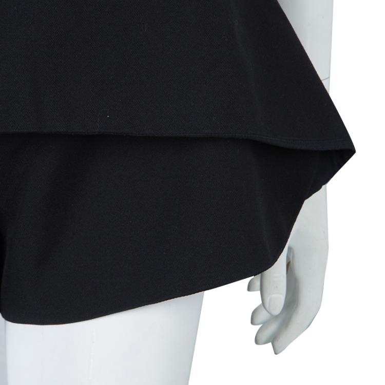 Pre Owned Balenciaga Paris Black Overlap Detail High Waist Shorts M