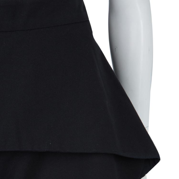 Pre Owned Balenciaga Paris Black Overlap Detail High Waist Shorts M