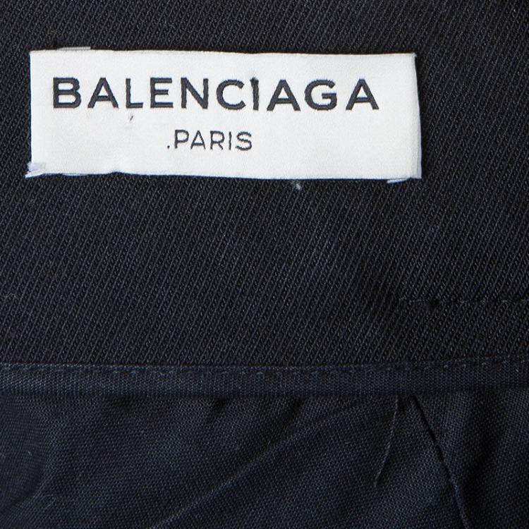 Pre Owned Balenciaga Paris Black Overlap Detail High Waist Shorts M