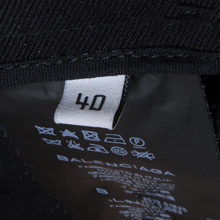 Pre Owned Balenciaga Paris Black Overlap Detail High Waist Shorts M