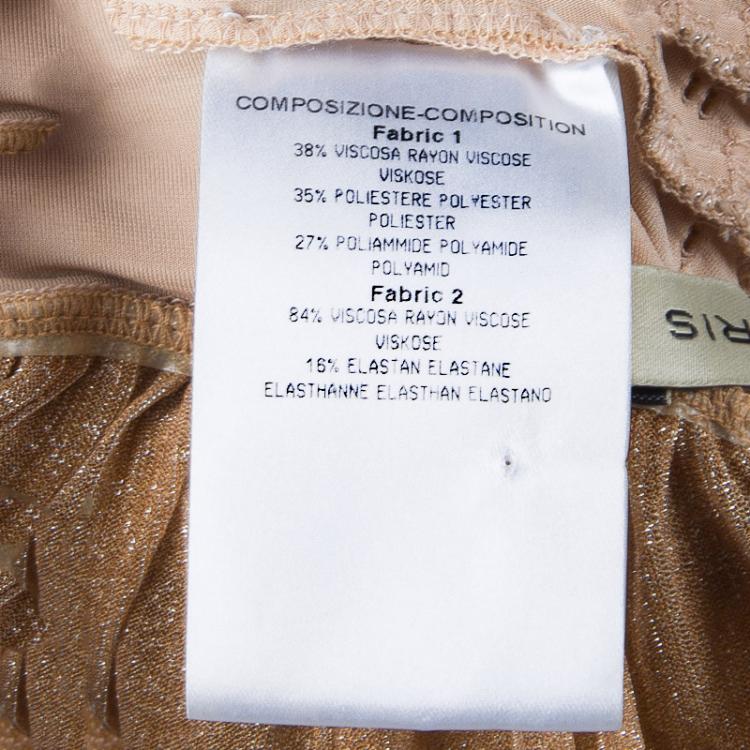 Pre Owned Balenciaga Beige Lurex Knit Ruched Off Shoulder Top S
