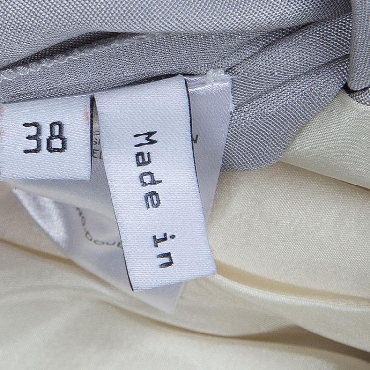 Pre Owned Balenciaga Colorblock Off Shoulder Draped Silk Top M