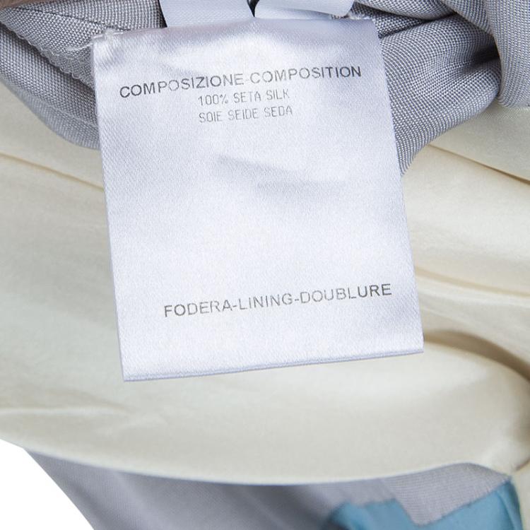 Pre Owned Balenciaga Colorblock Off Shoulder Draped Silk Top M