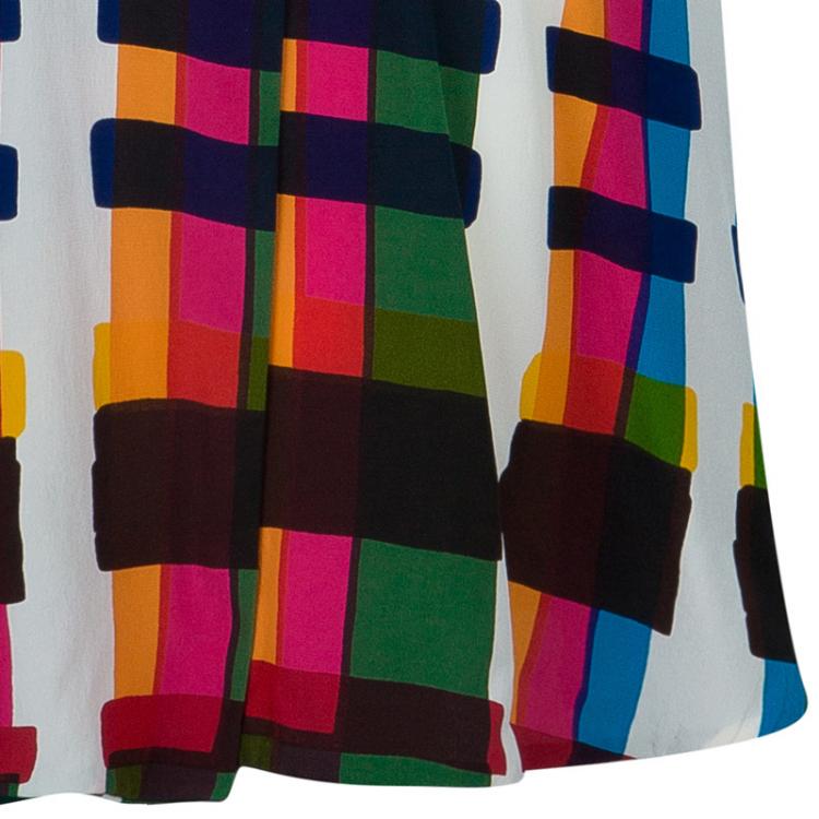 Pre Owned Balenciaga Multicolor Short Sleeve Silk Dress M