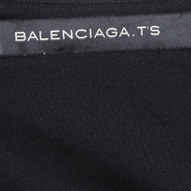 Pre Owned Balenciaga Black Silk Long Sleeve Wrap Dress M