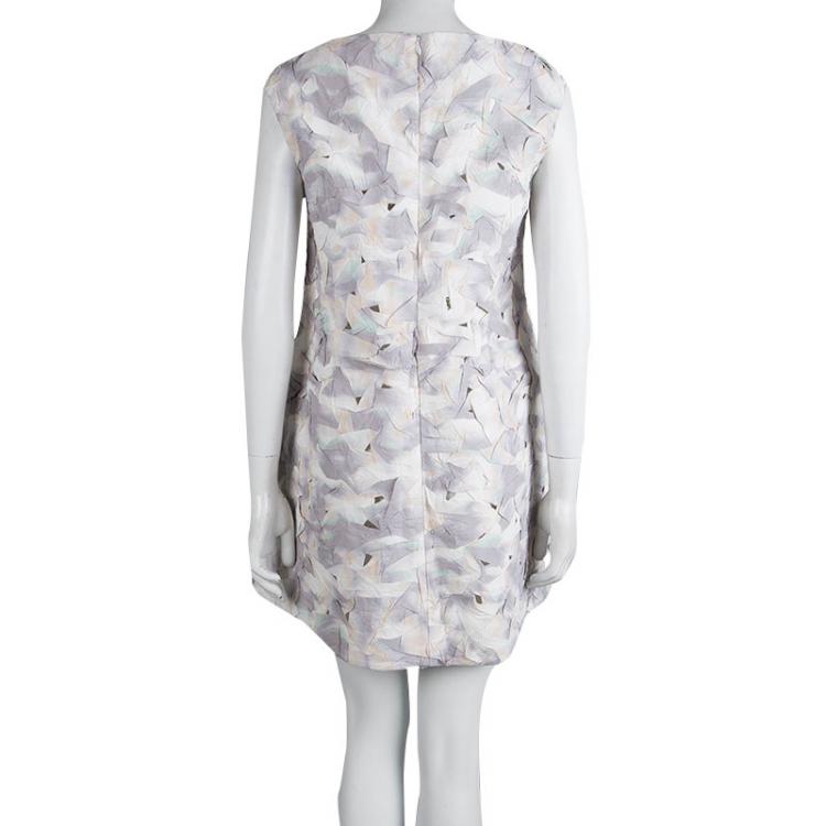 Pre Owned Balenciaga Multicolor Crushed Applique Cutout Detail Sleeveless Dress M