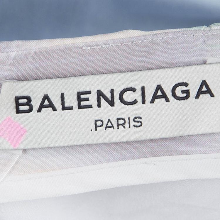 Pre Owned Balenciaga Multicolor Crushed Applique Cutout Detail Sleeveless Dress M