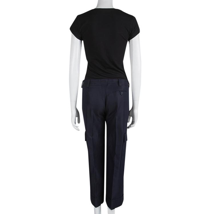 Pre Owned Balenciaga Navy Blue Cargo Pocket Detail Trousers M