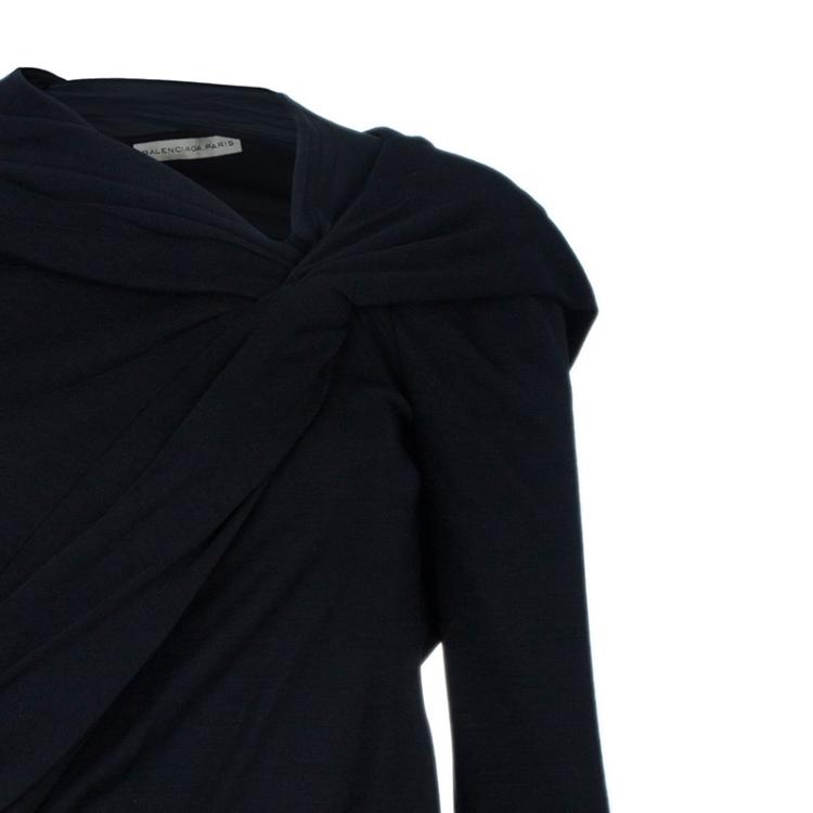 Pre Owned Balenciaga Black Shoulder Draped Dress S