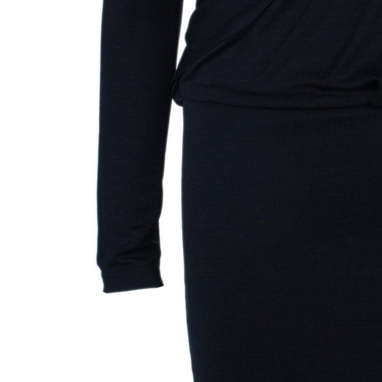 Pre Owned Balenciaga Black Shoulder Draped Dress S