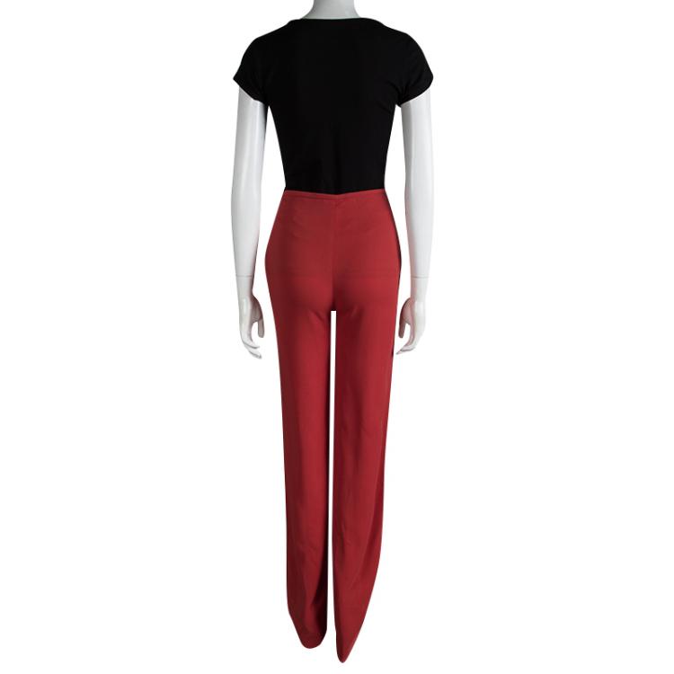Pre Owned Balenciaga Red Straight Fit High Waist Tailored Trousers M
