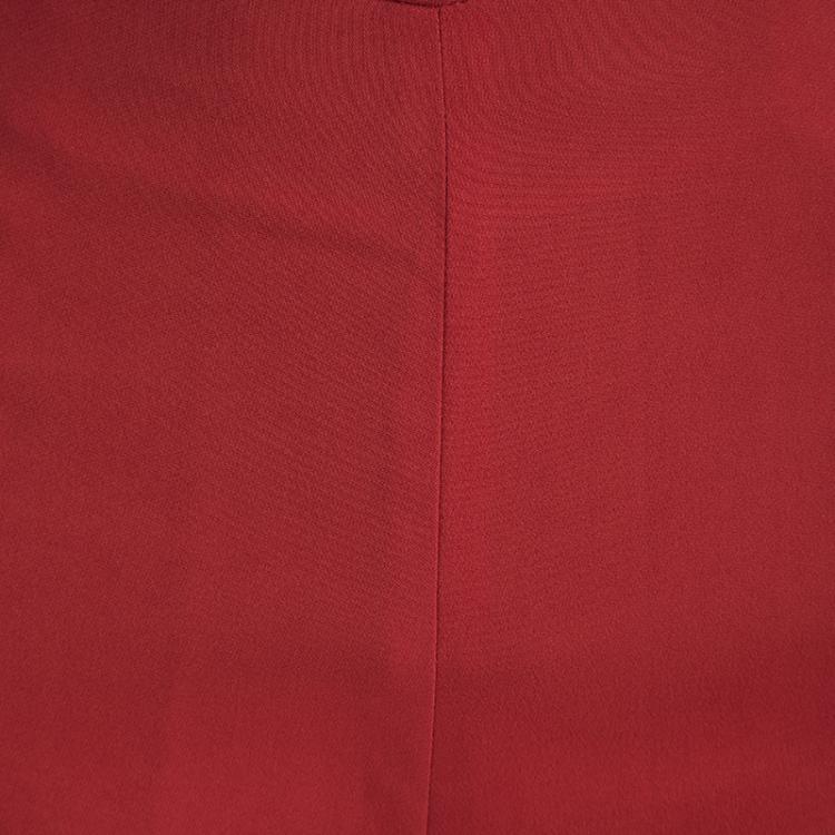 Pre Owned Balenciaga Red Straight Fit High Waist Tailored Trousers M