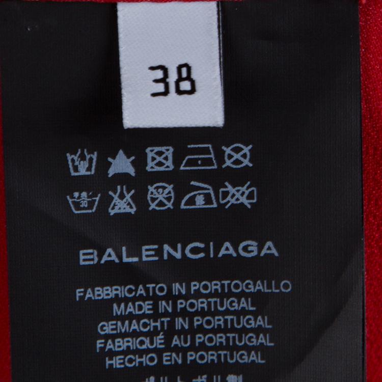 Pre Owned Balenciaga Red Straight Fit High Waist Tailored Trousers M