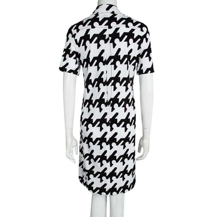 Pre Owned Balenciaga Printed Monochrome Shirt Dress M