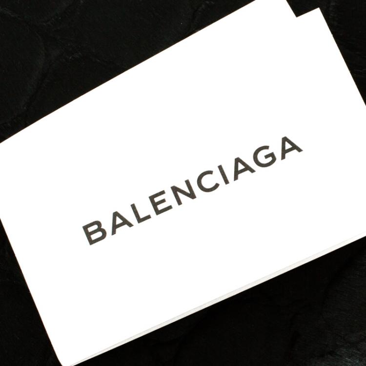 Pre Owned Balenciaga Black Croc Embossed Calfhair Cable Shopper Tote