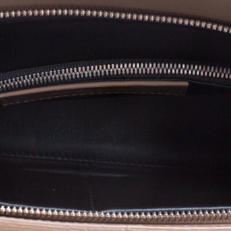 Pre Owned Balenciaga Dark Beige Leather Small Le Dix Top Handle Bag