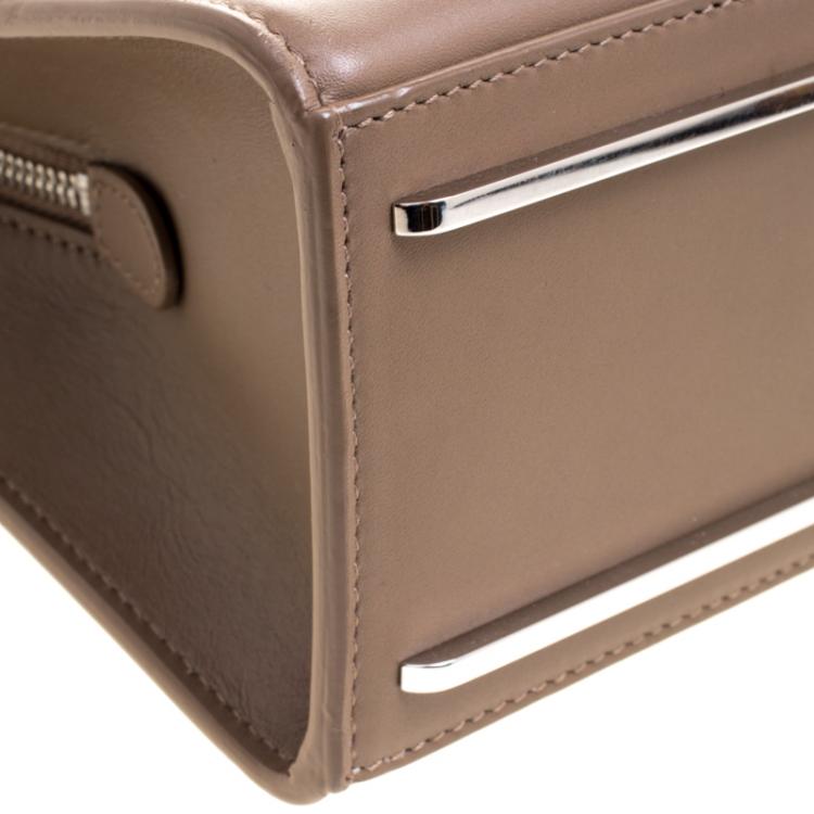 Pre Owned Balenciaga Dark Beige Leather Small Le Dix Top Handle Bag