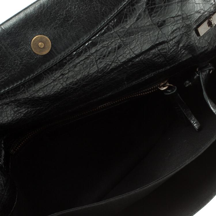 Pre Owned Balenciaga Black Leather Classic Hardware Strap Envelope Clutch