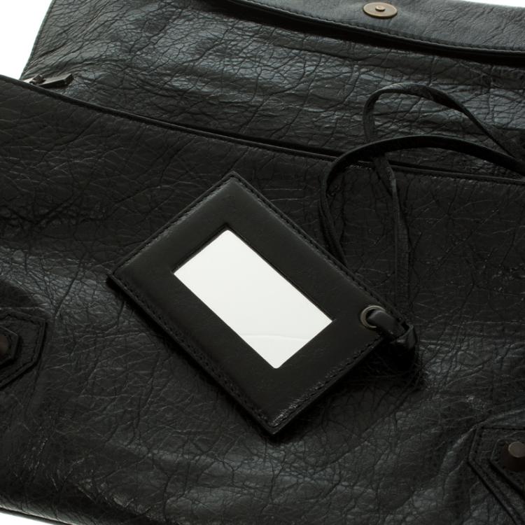 Pre Owned Balenciaga Black Leather Classic Hardware Strap Envelope Clutch