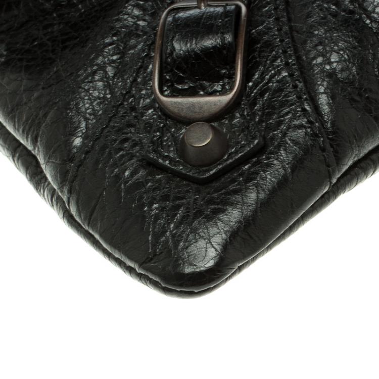 Pre Owned Balenciaga Black Leather Classic Hardware Strap Envelope Clutch