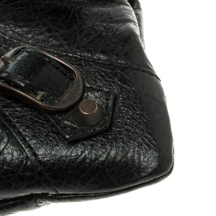 Pre Owned Balenciaga Black Leather Classic Hardware Strap Envelope Clutch