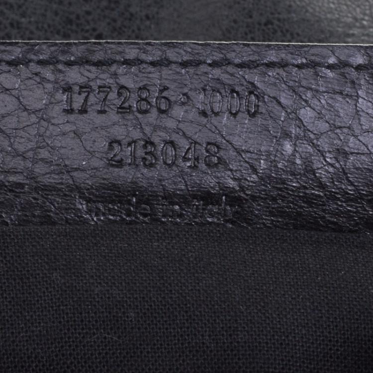 Pre Owned Balenciaga Black Leather GSH Flat Clutch