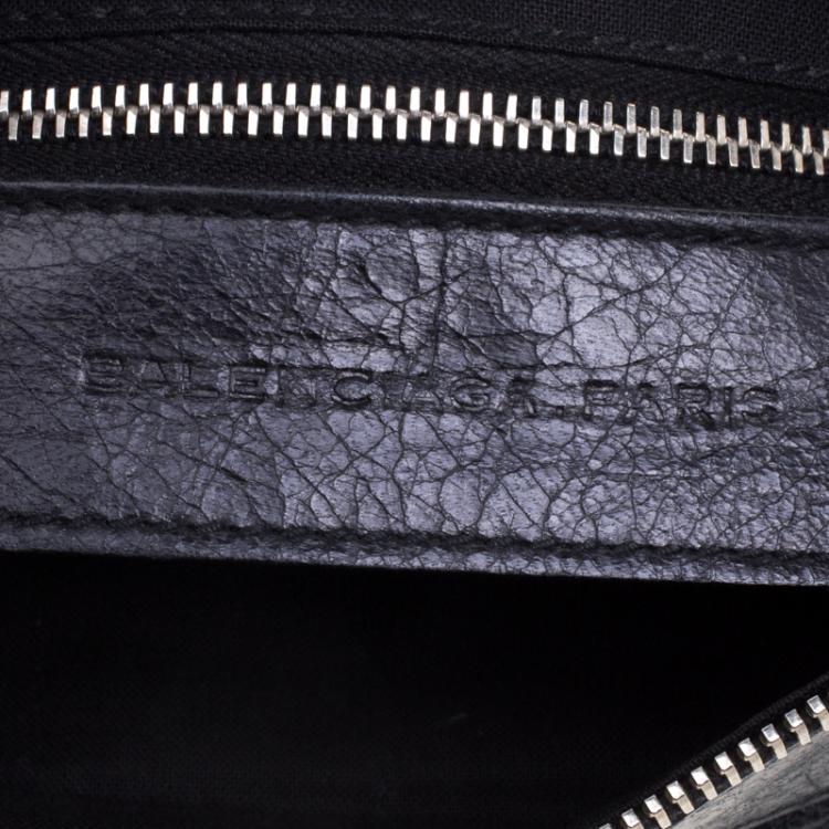 Pre Owned Balenciaga Black Leather GSH Flat Clutch