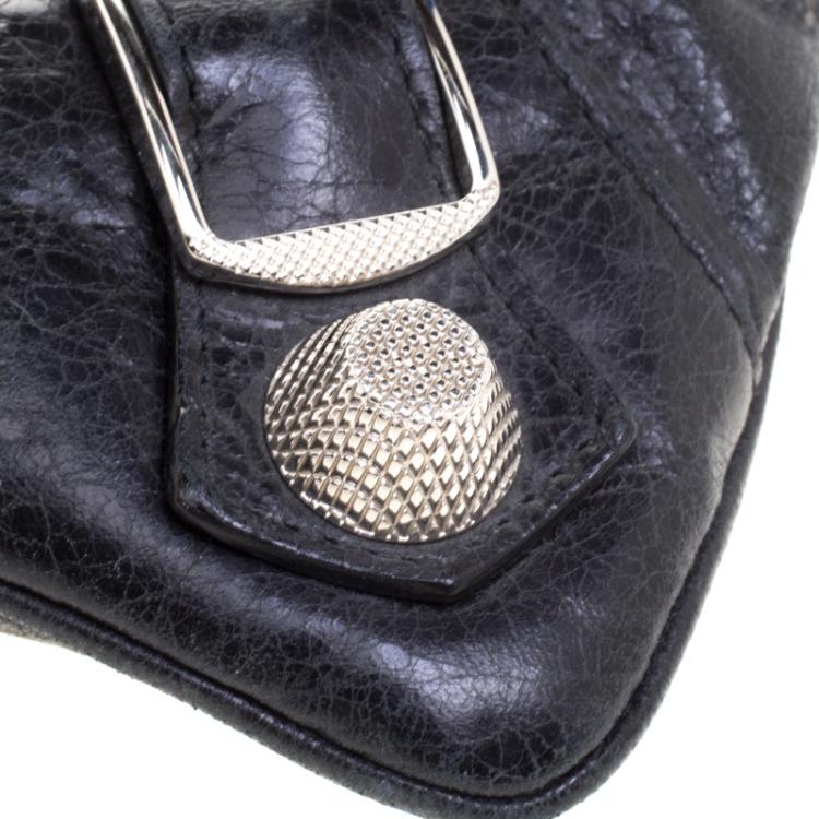 Pre Owned Balenciaga Black Leather GSH Flat Clutch