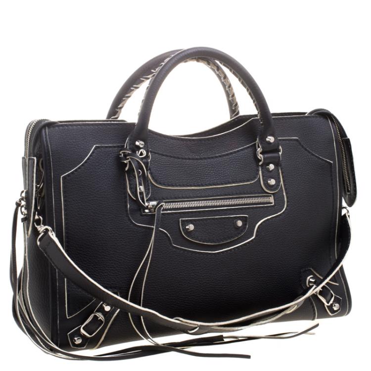 Pre Owned Balenciaga Black Leather Classic Highlight City Tote