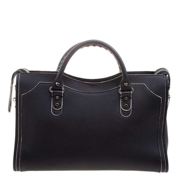 Pre Owned Balenciaga Black Leather Classic Highlight City Tote