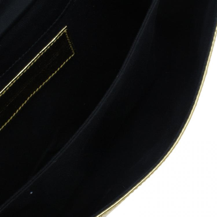 Pre Owned Balenciaga Gold Laminated Calfskin Giant 21 Envelope Clutch