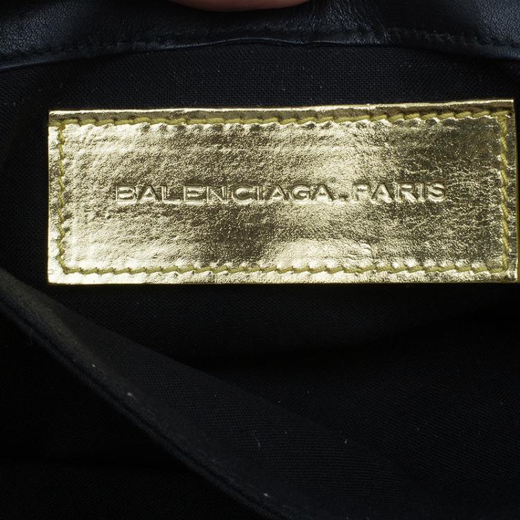 Pre Owned Balenciaga Gold Laminated Calfskin Giant 21 Envelope Clutch