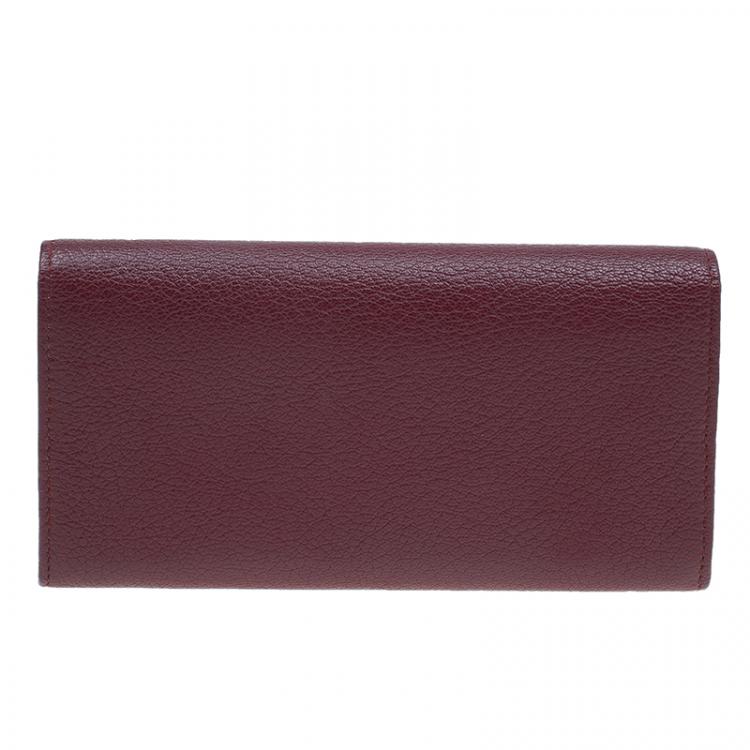 Pre Owned Balenciaga Red Leather Arena Continental Wallet