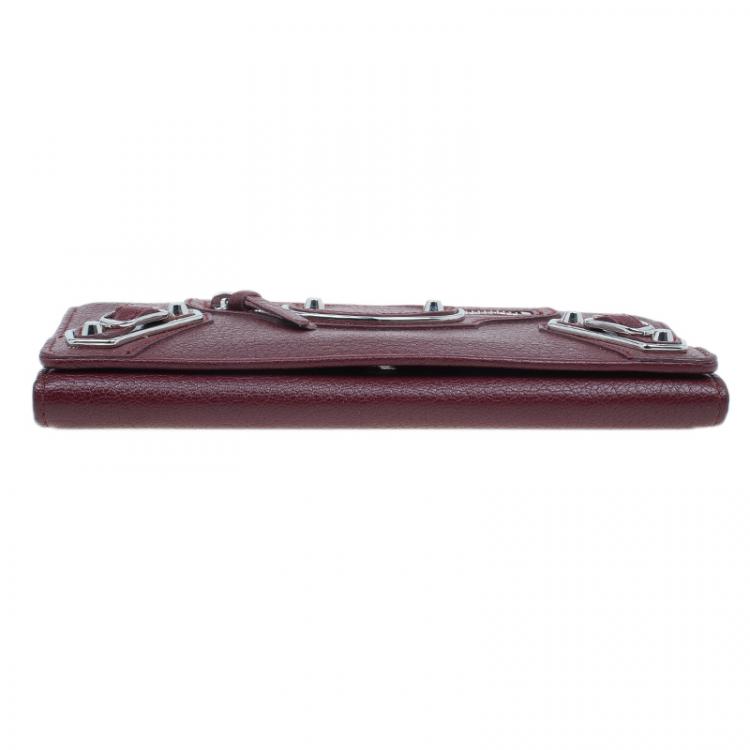 Pre Owned Balenciaga Red Leather Arena Continental Wallet