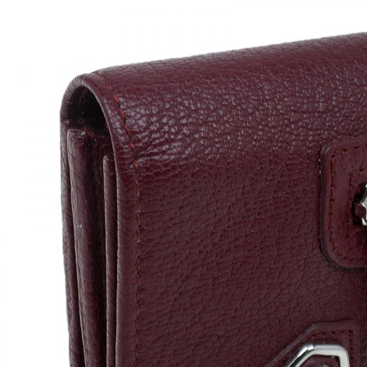 Pre Owned Balenciaga Red Leather Arena Continental Wallet