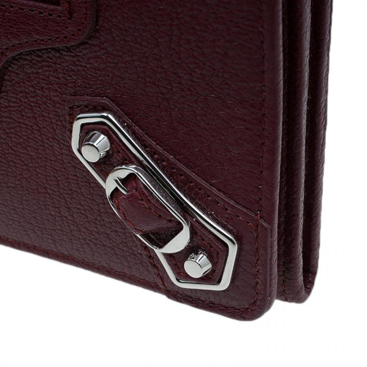 Pre Owned Balenciaga Red Leather Arena Continental Wallet