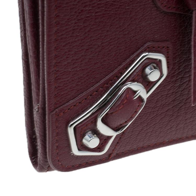 Pre Owned Balenciaga Red Leather Arena Continental Wallet