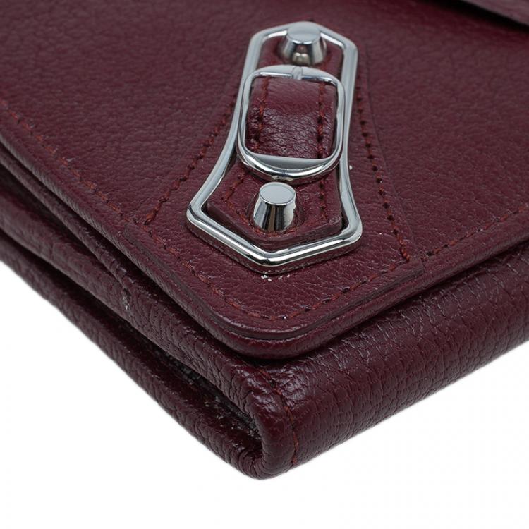 Pre Owned Balenciaga Red Leather Arena Continental Wallet