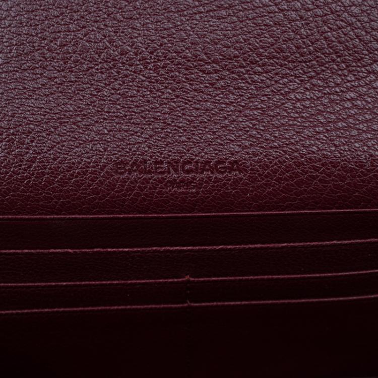 Pre Owned Balenciaga Red Leather Arena Continental Wallet