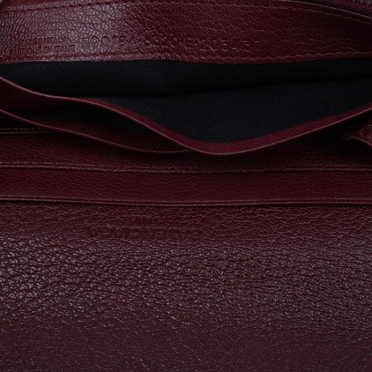 Pre Owned Balenciaga Red Leather Arena Continental Wallet